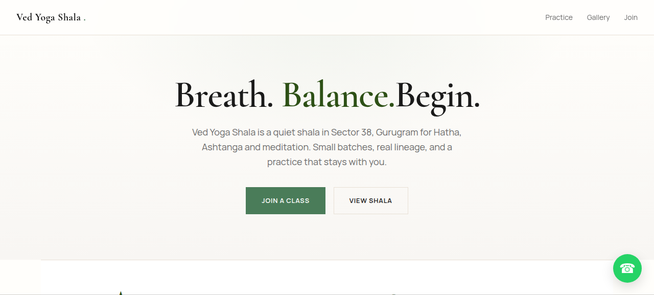 Ved Yoga Shala website preview